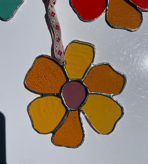 Stained Glass Poppy Ornament Suncatcher (Seasonal & one of a kind)