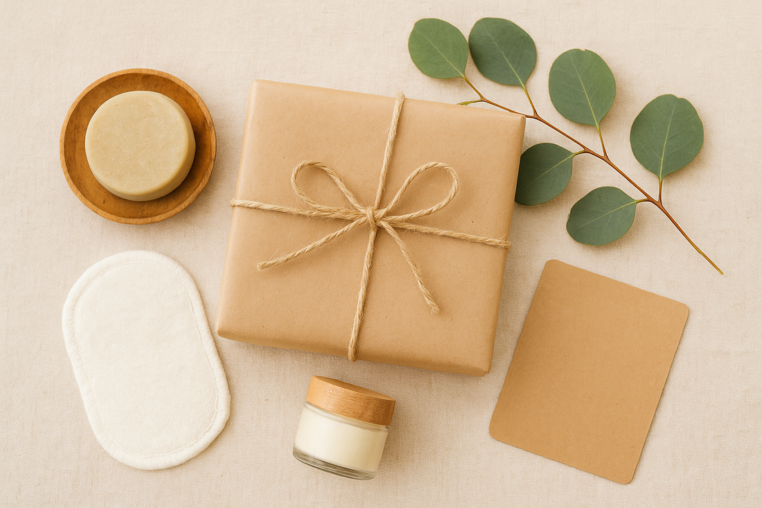 gift withe crap paper wrapping, cotton pads, creams
