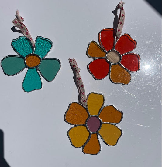 Stained Glass Poppy Ornament Suncatcher (Seasonal & one of a kind)