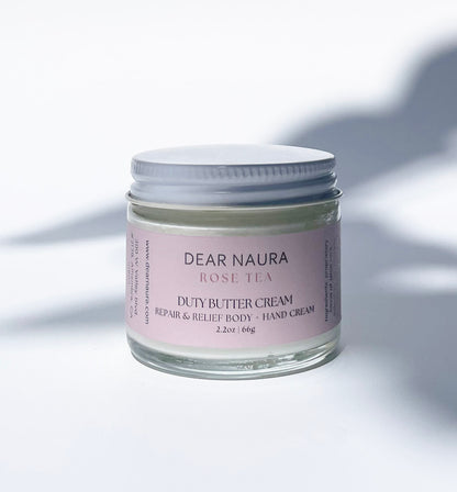 Natural Body Butter for dry skin in Rose Tea scent from Dear Naura