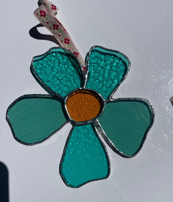 Stained Glass Poppy Ornament Suncatcher (Seasonal & one of a kind)